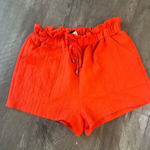 SHEIN High Waist orange Ruffle Shorts